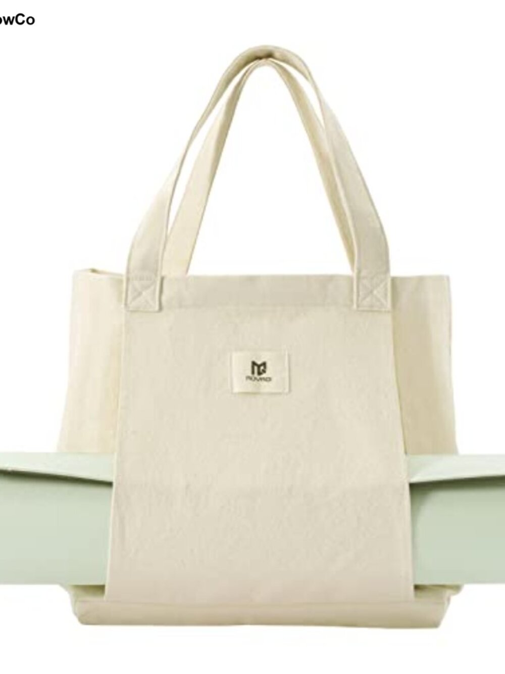 Canvas Tote Bag with Yoga Mat Carrier Pocket, Carryall Shoulder Bag for Workout